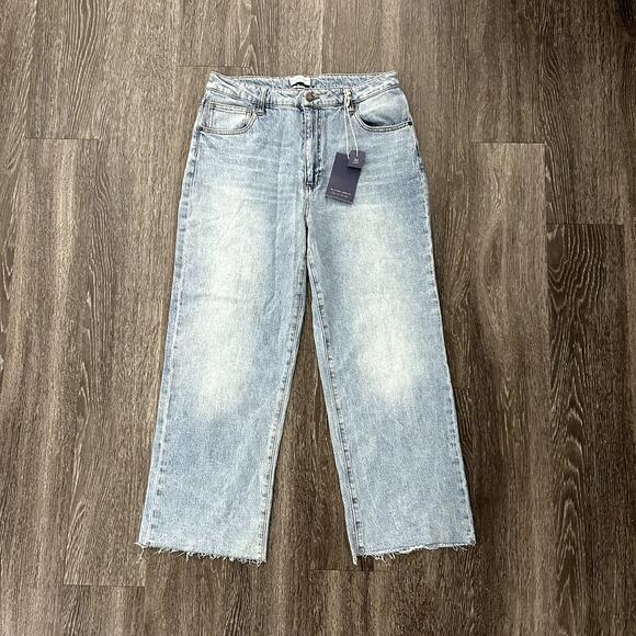 NWT Oliver Logan Aberdeen Wide Leg Crop Jeans Light Wash Size 32 High Rise Denim - Picture 3 of 16